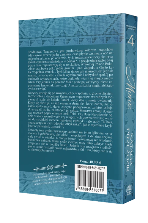 Tył okładki książki, tekst promocyjny książki, kod kreskowy, numer ISBN